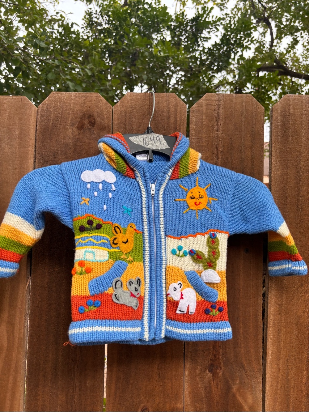 Vintage Peruvian Baby sweater size 10-12 Months.
